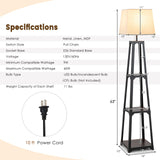 3 Tier Display Floor Lamp with Storage Shelves - Tangkula