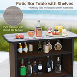 Tangkula 3 Piece Outdoor Bar Set Patio Bar Height Table & Armchairs with Footrest