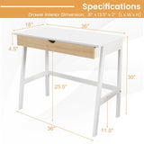 Tangkula Small White Desk with Drawer, Small Space Writing Study Desk