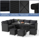Tangkula 7 Pieces Outdoor Sectional Rattan Sofa Set with Cushions