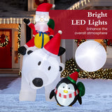 Tangkula 7.5 FT Christmas Inflatable Polar Bear, Blow up Santa Claus Riding Bear with Penguin, Gift Bags & Gift Box