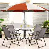 Tangkula Patio Folding Dining Chairs Set of 2, Space-Saving Outdoor Sling Chairs with Armrest & Backrest