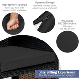 Tangkula Outdoor Rattan Furniture Set w/Chair & Loveseat & Tempered Glass Coffee Table