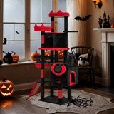 Large Gothic Cat Tree with Cat Condos and Plush Perches