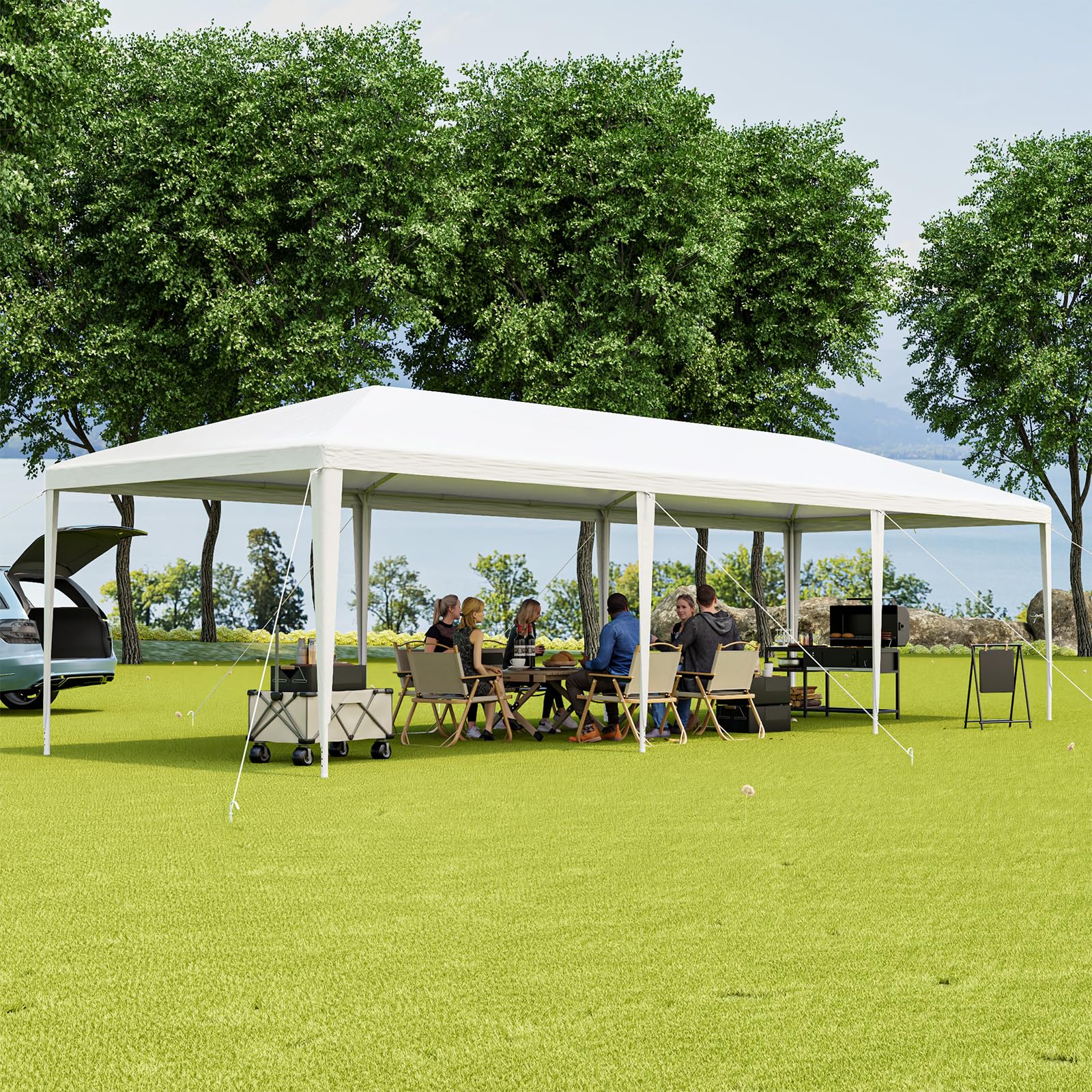 Tangkula 10x30 Ft Heavy Duty Party Tent, Large White Event Tent with 6 – tangkula