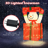 Tangkula Lighted Snowman in Gift Box Christmas Decoration