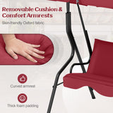 Tangkula 3 Person Porch Swing with Removable Cushion & Powder-Coated Steel Frame