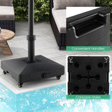 Tangkula Patio Umbrella Base, Heavy-Duty 54 lbs Market Stand w/4 Universal Wheels, 2 Receivers, Square Pole Stand
