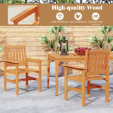 Tangkula 7-Piece Patio Wood Dining Table Set Outdoor Rectangular Table and 6 Armchairs