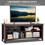 Tangkula Wood TV Stand for TVs up to 65 Inches, TV Storage Cabinet with 4 Open Storage Shelves