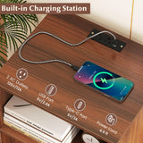 Tangkula 3 Tier Turntable Stand with Charging Station & Sturdy Metal Legs