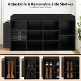 Tangkula Shoe Storage Bench with Umbrella Stand 10-Cubby Entryway Shoe Rack Organizer