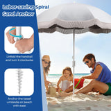 Tangkula 6.5FT Beach Umbrella with Fringe, UPF50+ Outdoor Boho Umbrella with Tassels, Push Button Tilt