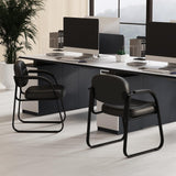 Tangkula Waiting Room Guest Chairs, Office Reception Chairs with Sled Base & Padded Arm Rest (Black)