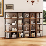 Tangkula Industrial Freestanding Bookshelf with Metal Frame with 2 Anti toppling Devices