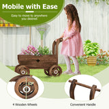Tangkula Wooden Wagon Planter Box for Patio