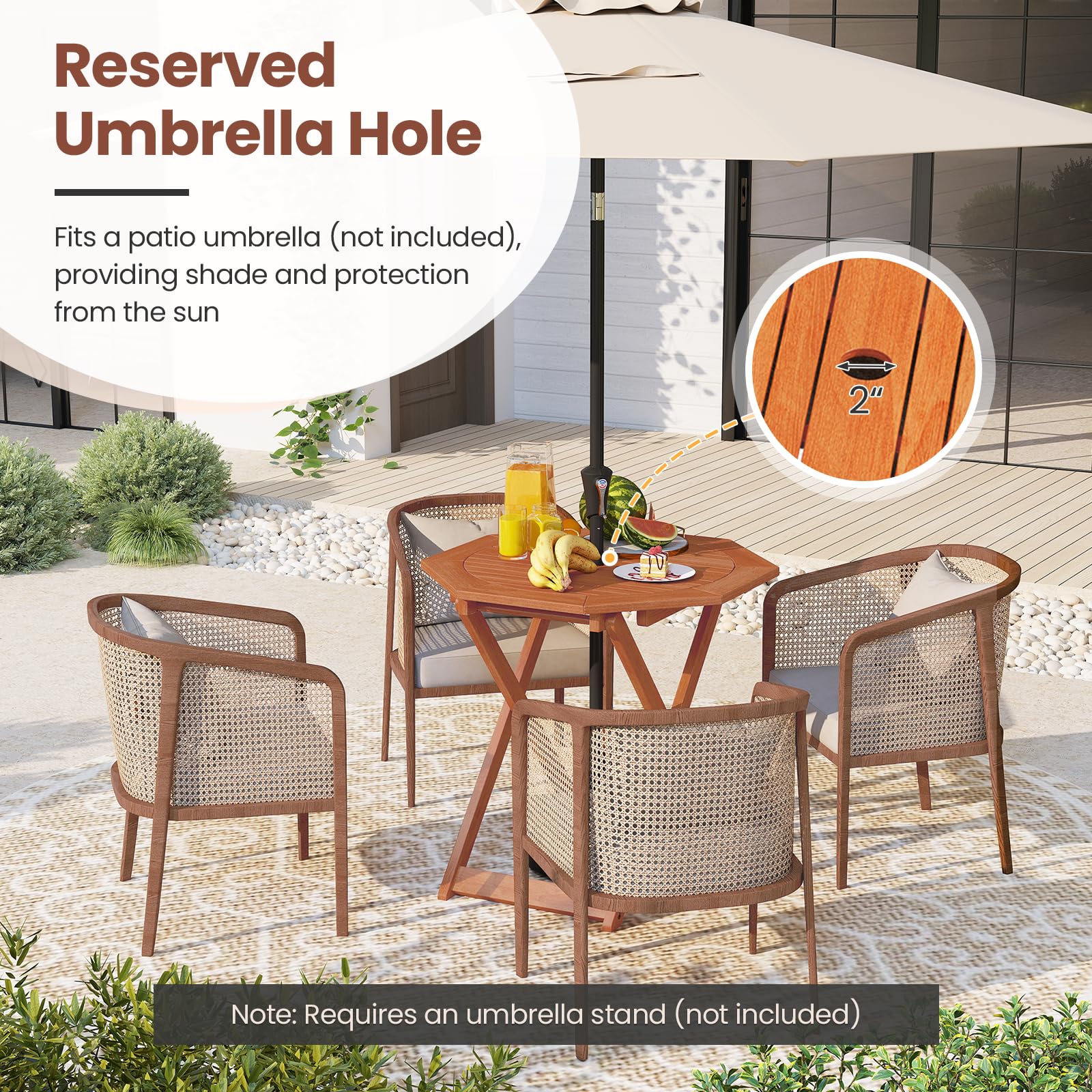 foldable patio table with umbrella hole Tangkula Outdoor Folding Patio Table – tangkula