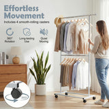 Tangkula Double Rolling Clothes Rack with Wheels