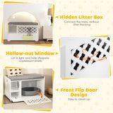 Tangkula Cat Litter Box Enclosure, Hidden Litter Box with Removable Cushion & Flip-Down Opening