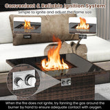 Tangkula 32.5 Inch Propane Fire Pit Table with Tempered Glass Tabletop & Stainless Steel Burner for Outside Patio