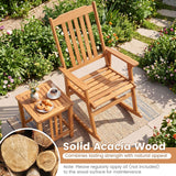 Tangkula Acacia Wood Oversized Patio Rocker with High Back (1/2)