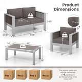 Tangkula 4 Pieces Aluminum Patio Furniture Set, Modern Outdoor Sectional Sofa Set (Gray)