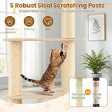 Tangkula Tall Cat Tree 63 Inch Multi-Level Wood Cat Tower