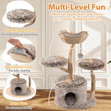 Tangkula Solid Wood Cat Tree with Well-Woven Cattail Basket