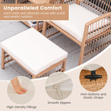 Tangkula 5 Piece Patio Wicker Sofa Set, Rattan Conversation Set with Back Cushions (Natural)