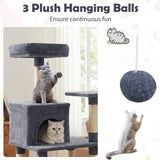 Tangkula 58 Inch Multi-Level Cat Tree Soft Plush Cat Tower with Padded Top Perch