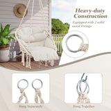 Tangkula Hanging Hammock Chair, Boho Style Macrame Hammock Swing with Soft Cushions, Tassels