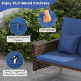Tangkula Patio Rattan Daybed with 4-Level Adjustable Backrest