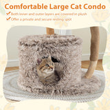 Tangkula Solid Wood Cat Tree with Well-Woven Cattail Basket