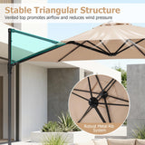 Tangkula 10 FT Patio Umbrella | Cantilever Offset Outdoor Umbrella with 360-Degree Rotation