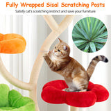 Tangkula 65 Inch Tall Cat Tower with Flower-Shaped Platforms