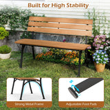 Tangkula Acacia Wood Outdoor Bench with Backrest for Outside Front Porch