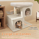 Tangkula Small Cat Tree 25.5 Inch Cat Tower with 2 Large Cat Condos