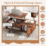 Tangkula Lift Top Coffee Table with Storage, Living Room Table with Hidden Compartment, Cabinet & Open Shelf
