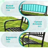 Tangkula Metal Outdoor Park Bench 50 Inches Patio Garden Bench