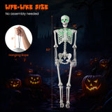 Tangkula Poseable Halloween Skeleton with Pumpkin Head