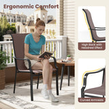 Tangkula Outdoor Dining Chairs with High Back & Curved Armrests