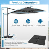 Tangkula 10FT Patio Umbrella Offset Cantilever Outdoor Umbrella
