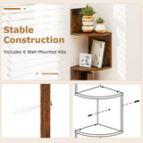 Tangkula 5-Tier Farmhouse Floating Corner Shelf Wall Mount