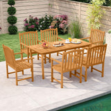 Tangkula Outdoor Wood Dining Chairs Set of 2/4 Slatted Patio Heavy Duty Acacia Armchairs