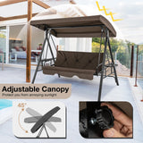 Tangkula 3 Person Porch Swing, 2-in-1 Convertible Patio Swing Bed with Adjustable Canopy, 2 Cup Holder Table