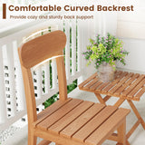 Tangkula Wooden Armless Dining Chair with Slatted Seat & Curved Backrest
