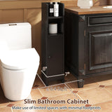 Tangkula Small Bathroom Storage Cabinet Narrow Slim Corner Floor Cabinet with Adjustable Shelf & 2 Open Shelves