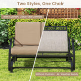 Tangkula 2-Person Swing Gliding Loveseat with Breathable Fabric Seat & Soft Cushions