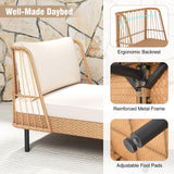 Tangkula Patio Rattan Daybed with Seat & Back Cushions