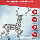 Tangkula 4.6 FT Christmas 3D Lighted Reindeer, Pre-Lit Rattan Buck with Large Antlers & 170 LED Lights
